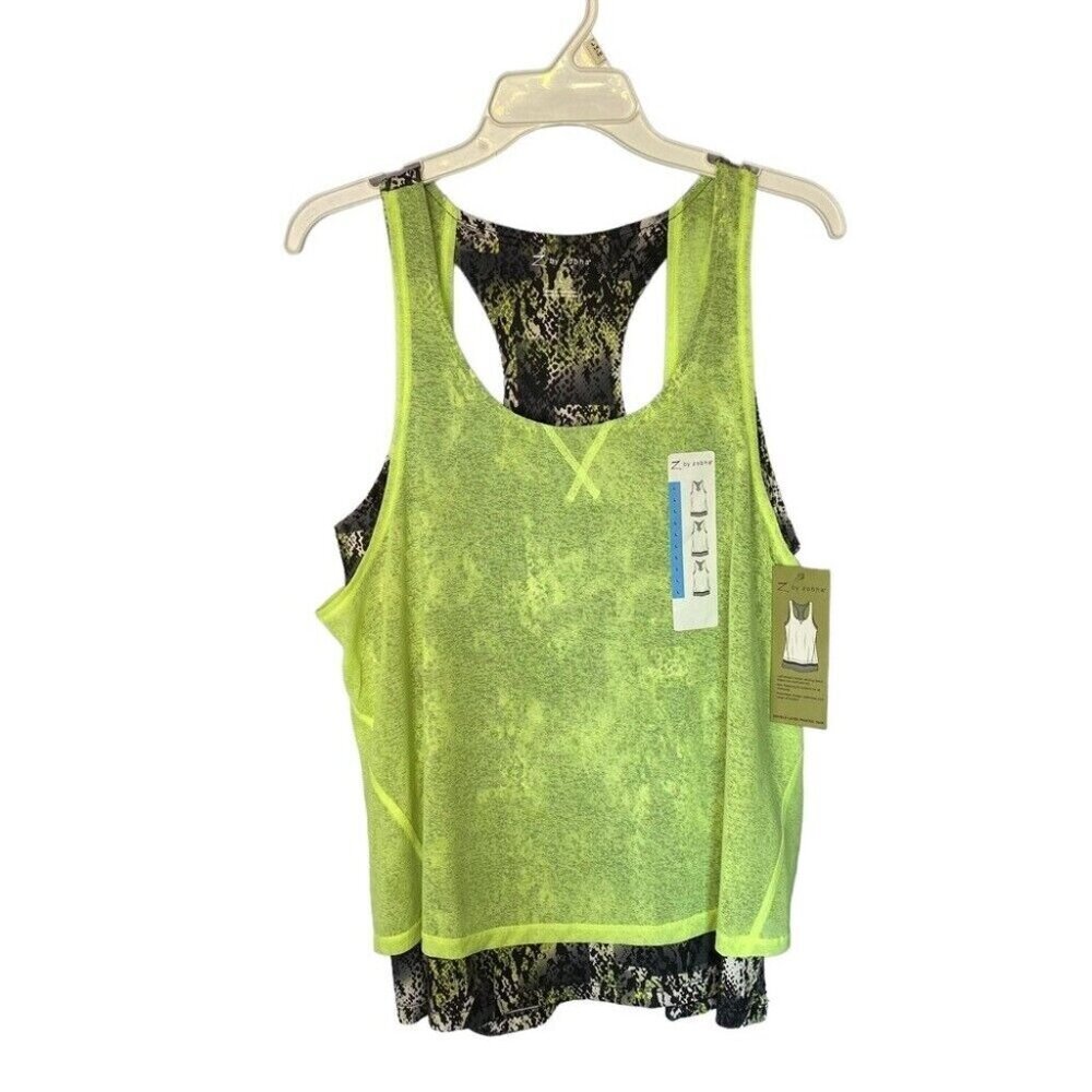 New Z by Zobha Double Layer Printer Tank, size Large,‎ lightweight, racerback.